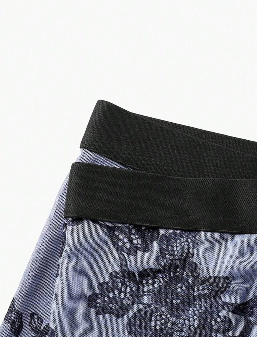Men’s Transparent Floral Mesh Boxer Brief – Black